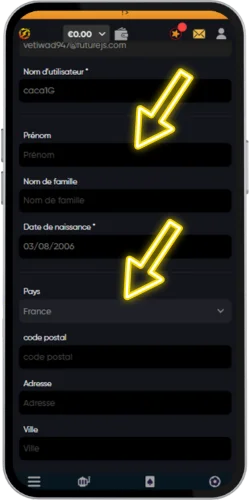 Remplissez les informations