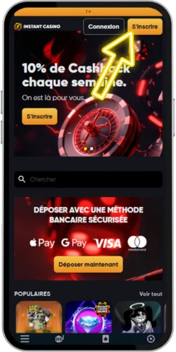 Visitez la page officielle Instant Casino